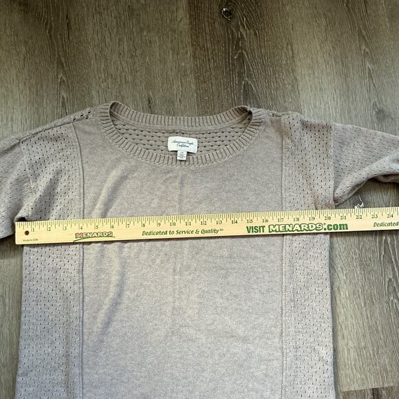 American Eagle Outfitters Beige Knit 3/4 Sleeve Sweater Women’s  L 100% Cotton - Picture 6 of 11